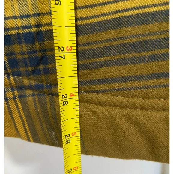 Eddie Bauer Men's Flannel Fleece Lined Shirt Jacket Yellow Plaid Outerwear Sz S - Picture 12 of 15